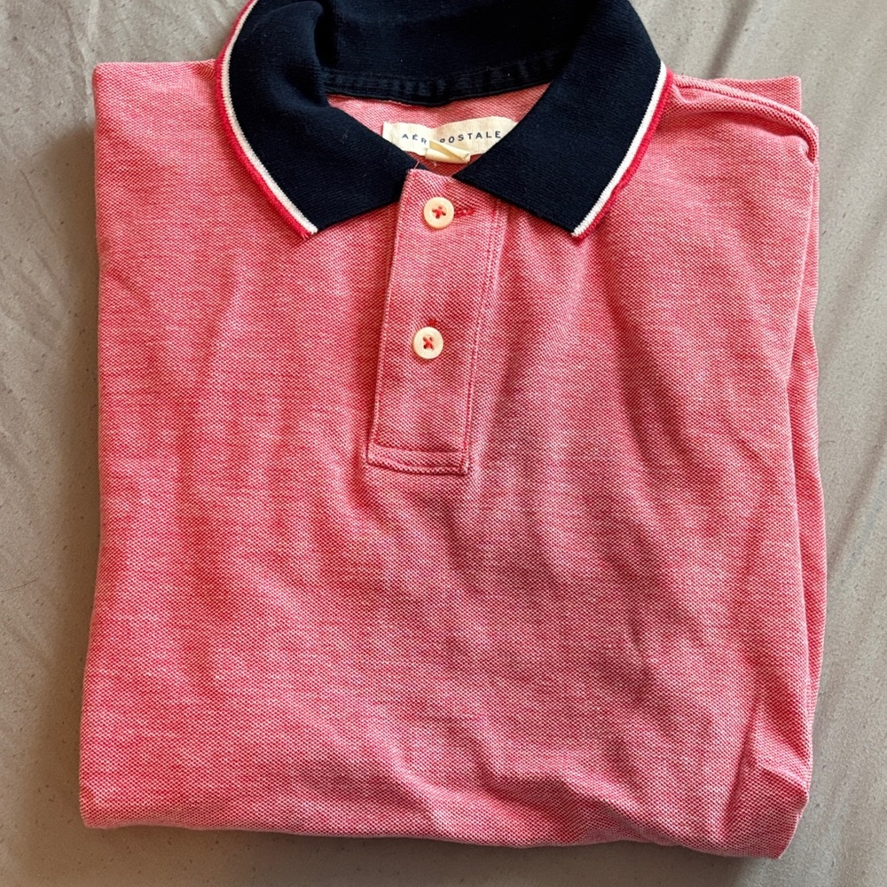 Aeropostale Red Polo Shirt with Black Collar